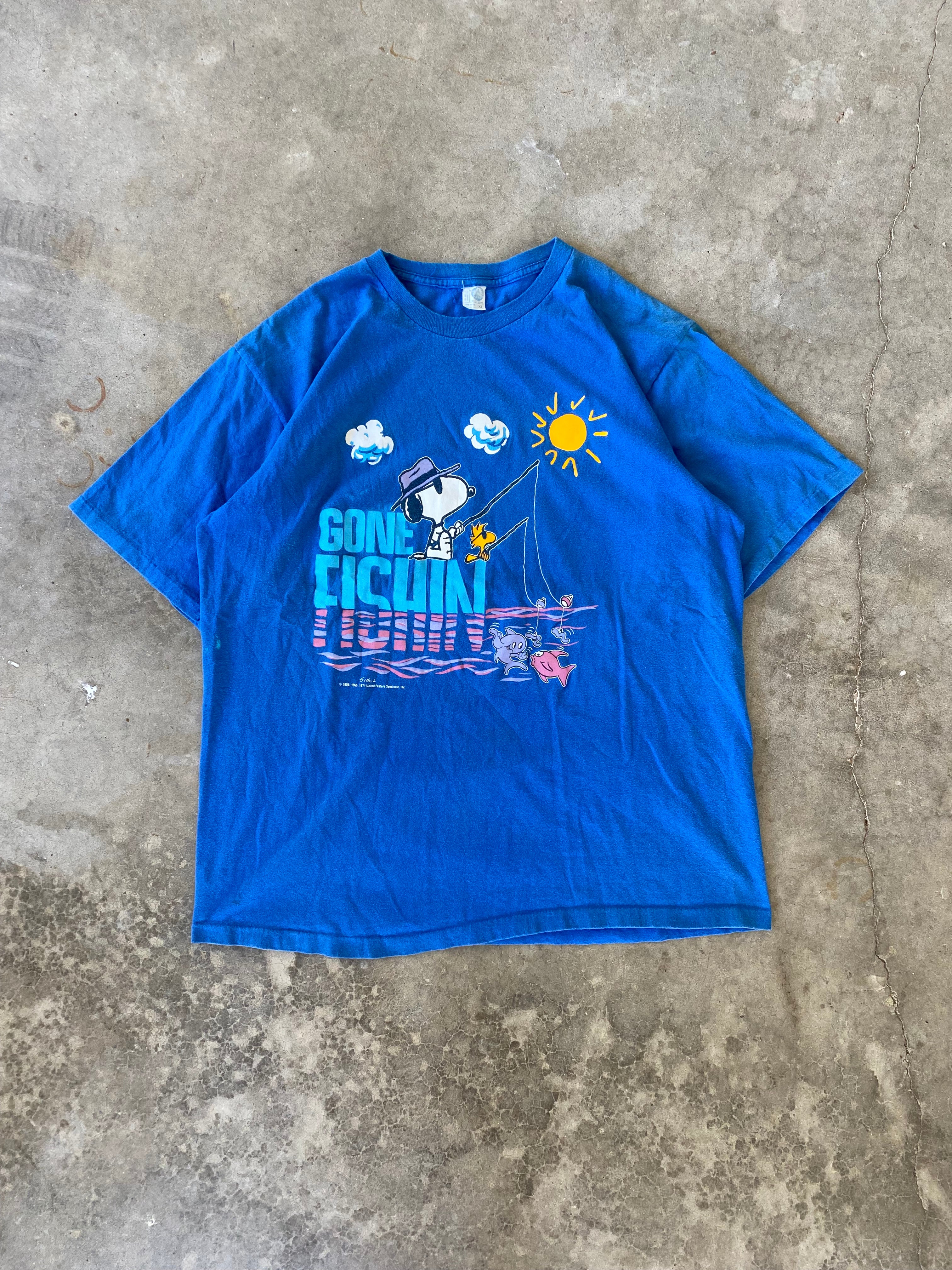 1980s Snoopy "Gone Fishing" T-Shirt (XL)