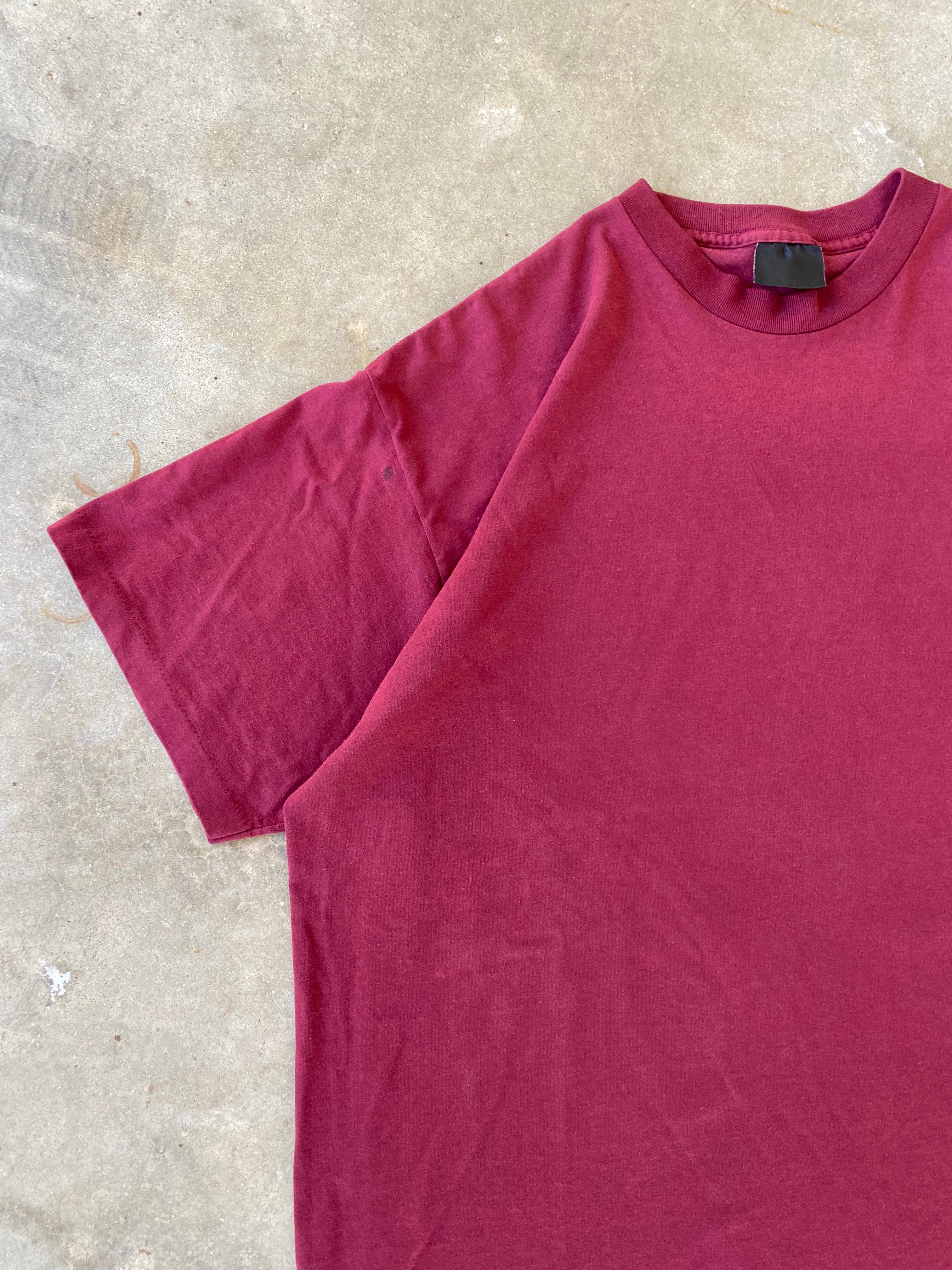 1990s Maroon Single Stitch Boxy T-Shirt (XXL)