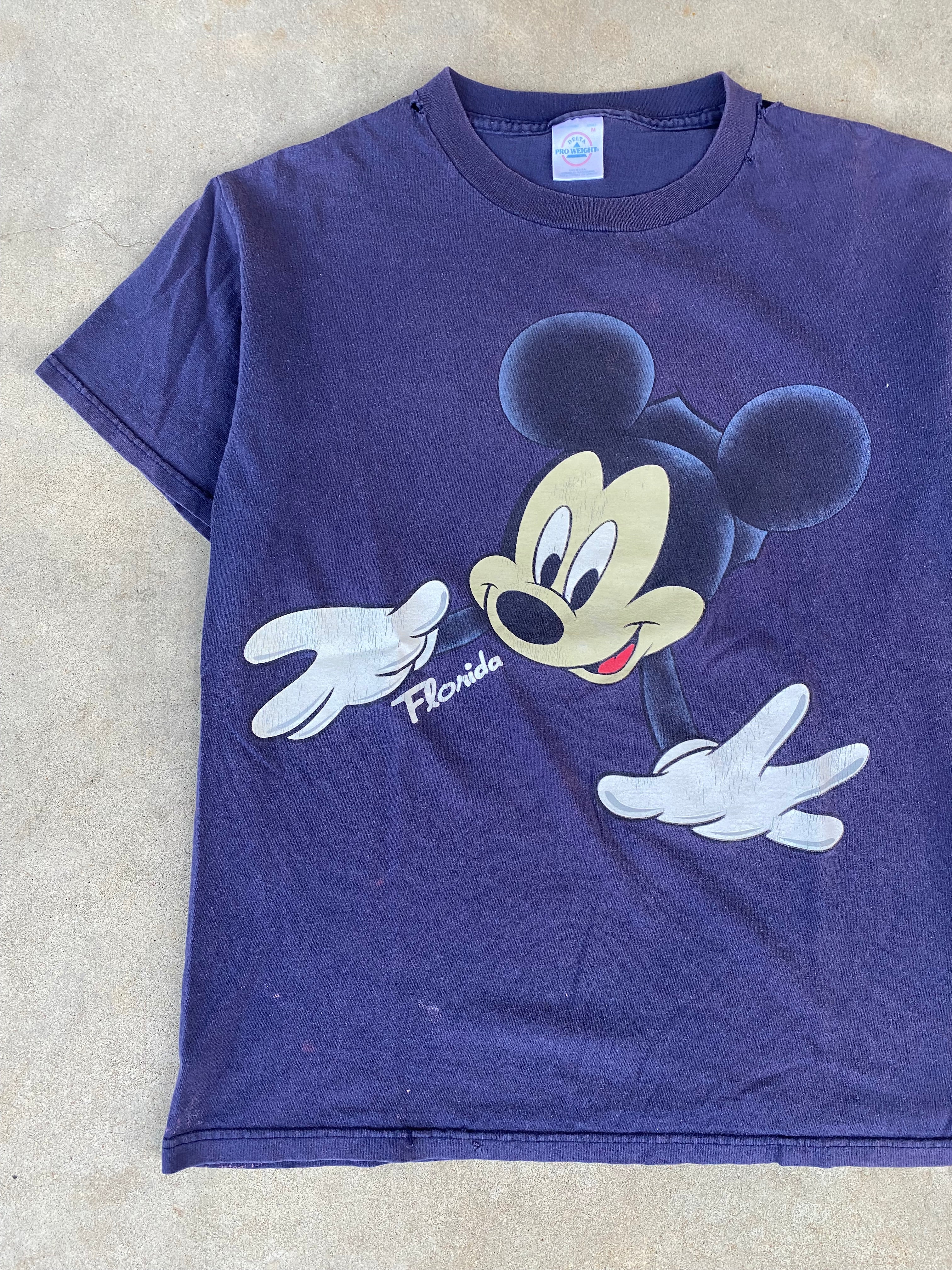 1990s Mickey Florida Distressed/Faded T-Shirt (M)