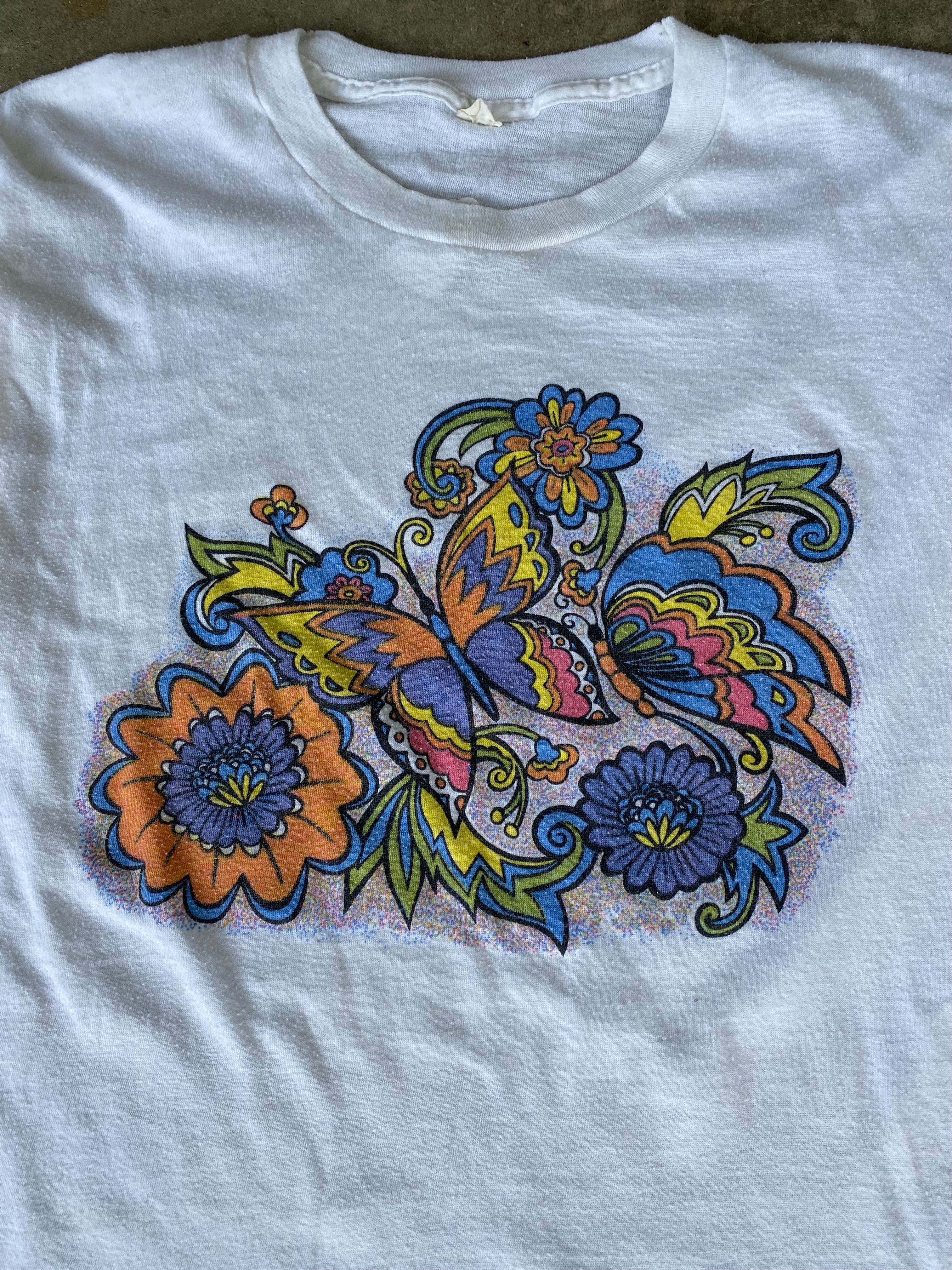 1980s Butterfly Graphic T-Shirt (M)