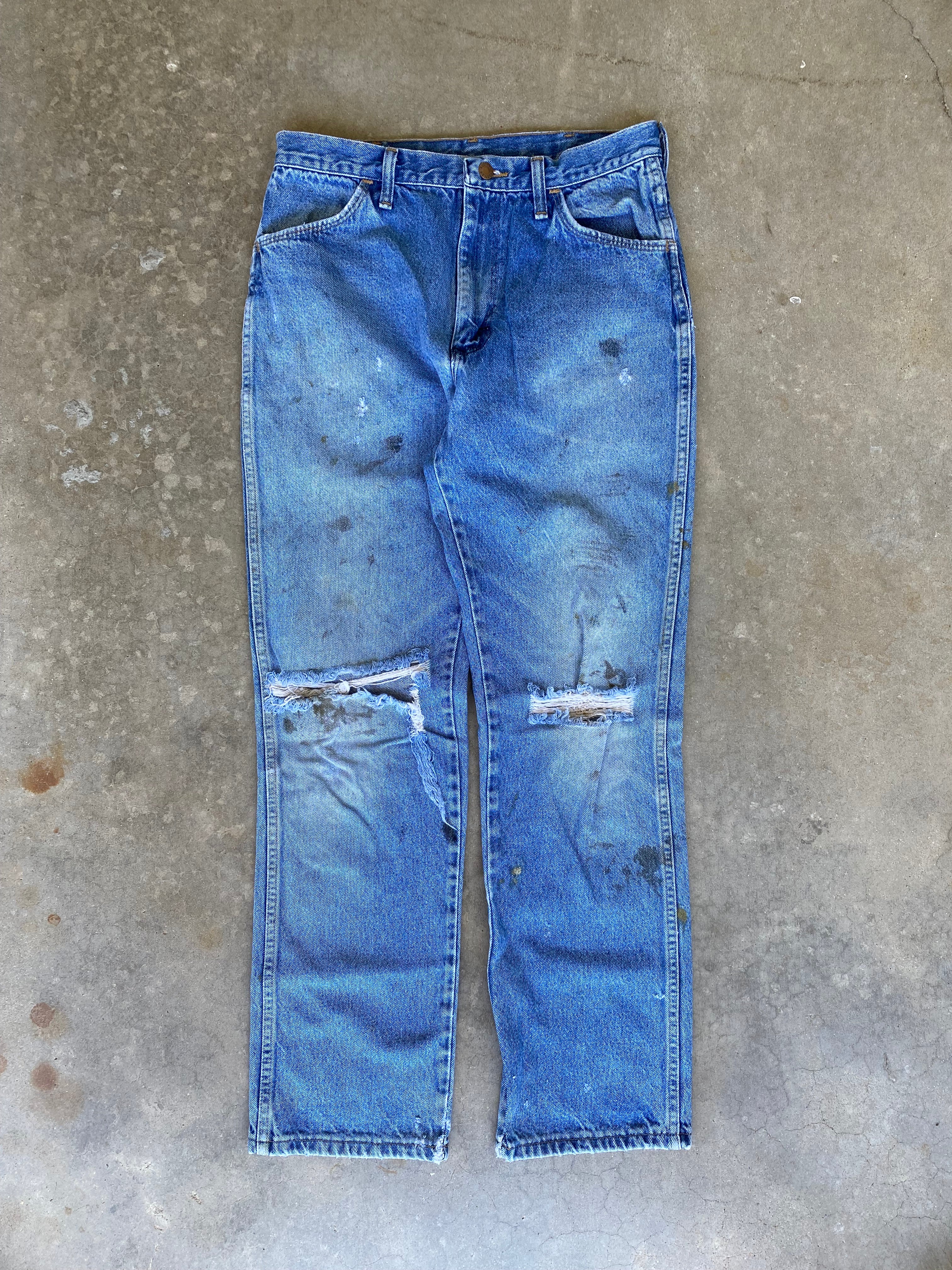 Vintage Rustler Distressed/Worn Jeans (31"x30.5)