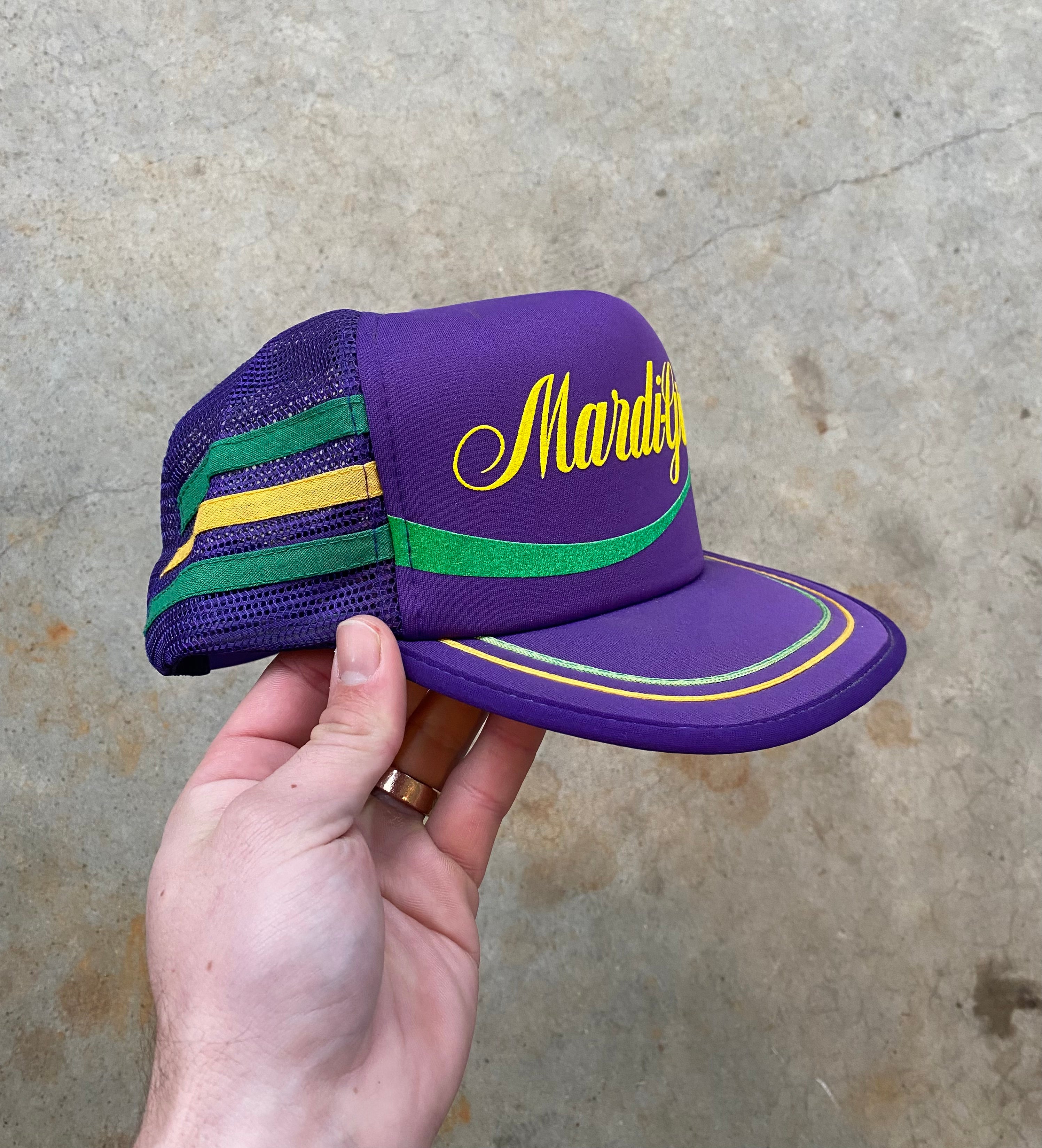 1980s Mardi Gras 3-Stripe Trucker Hat