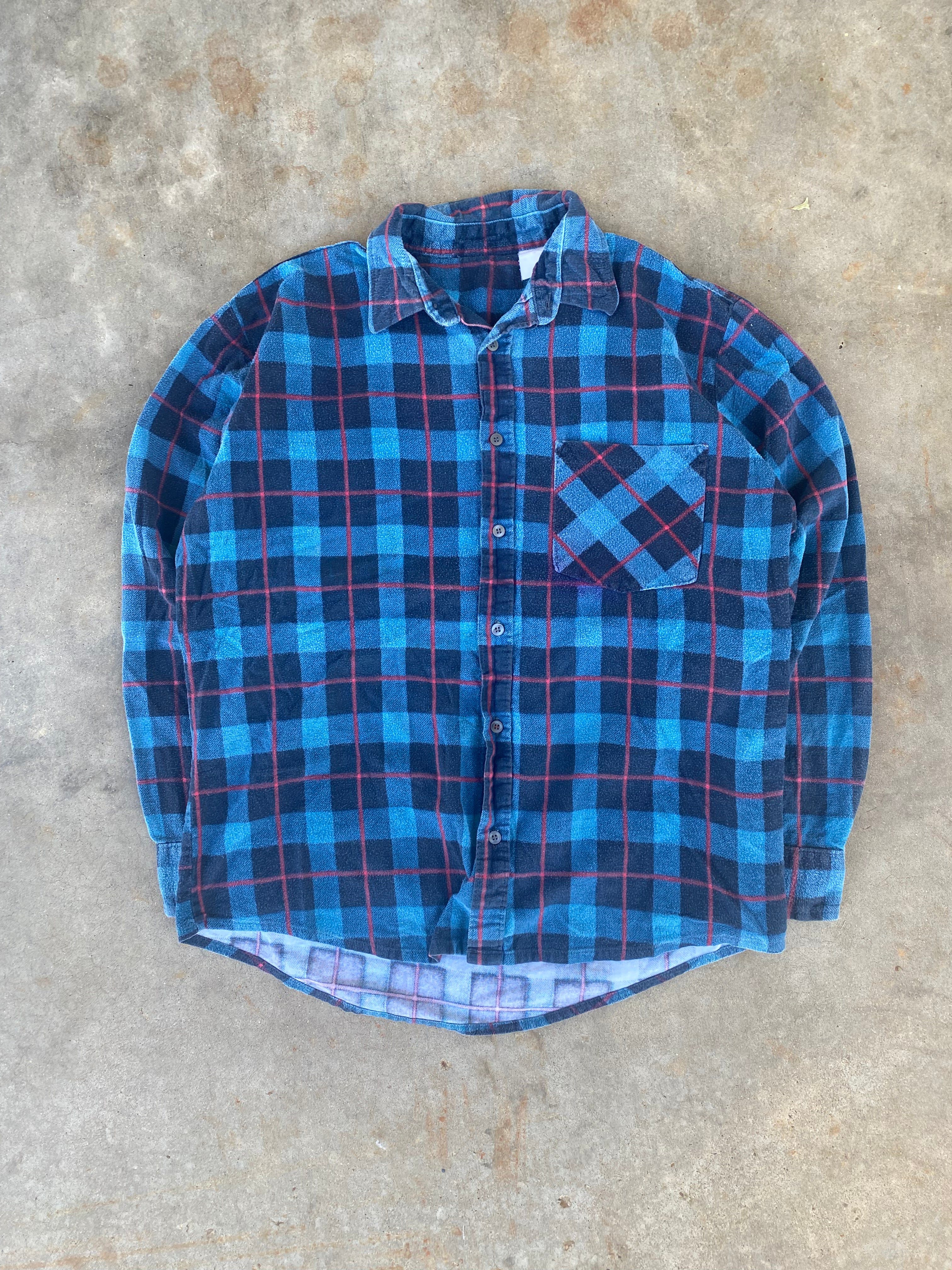 Vintage Blue Faded Flannel