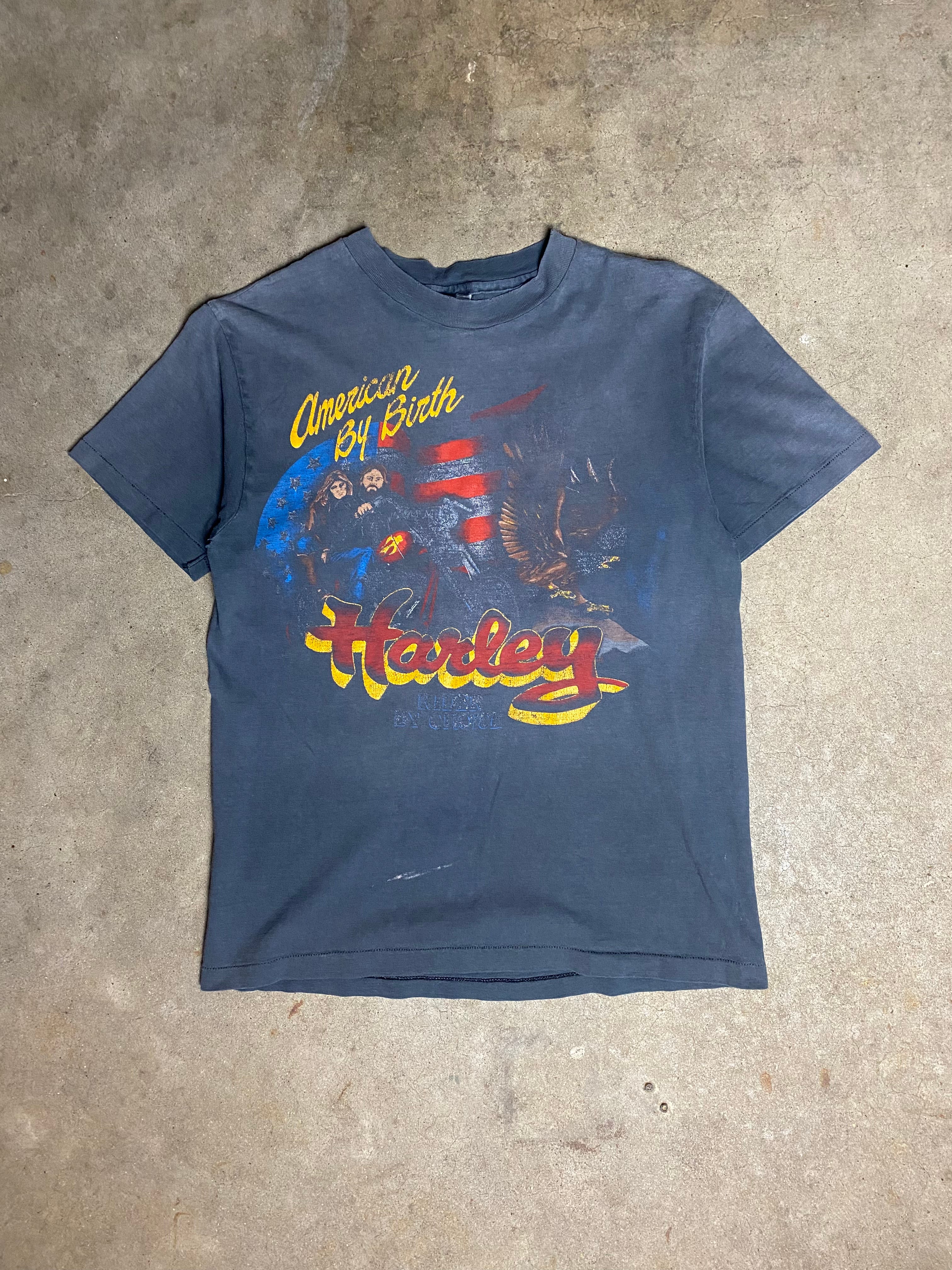 1980s Harley Davidson American By Birth T-Shirt (S/M)