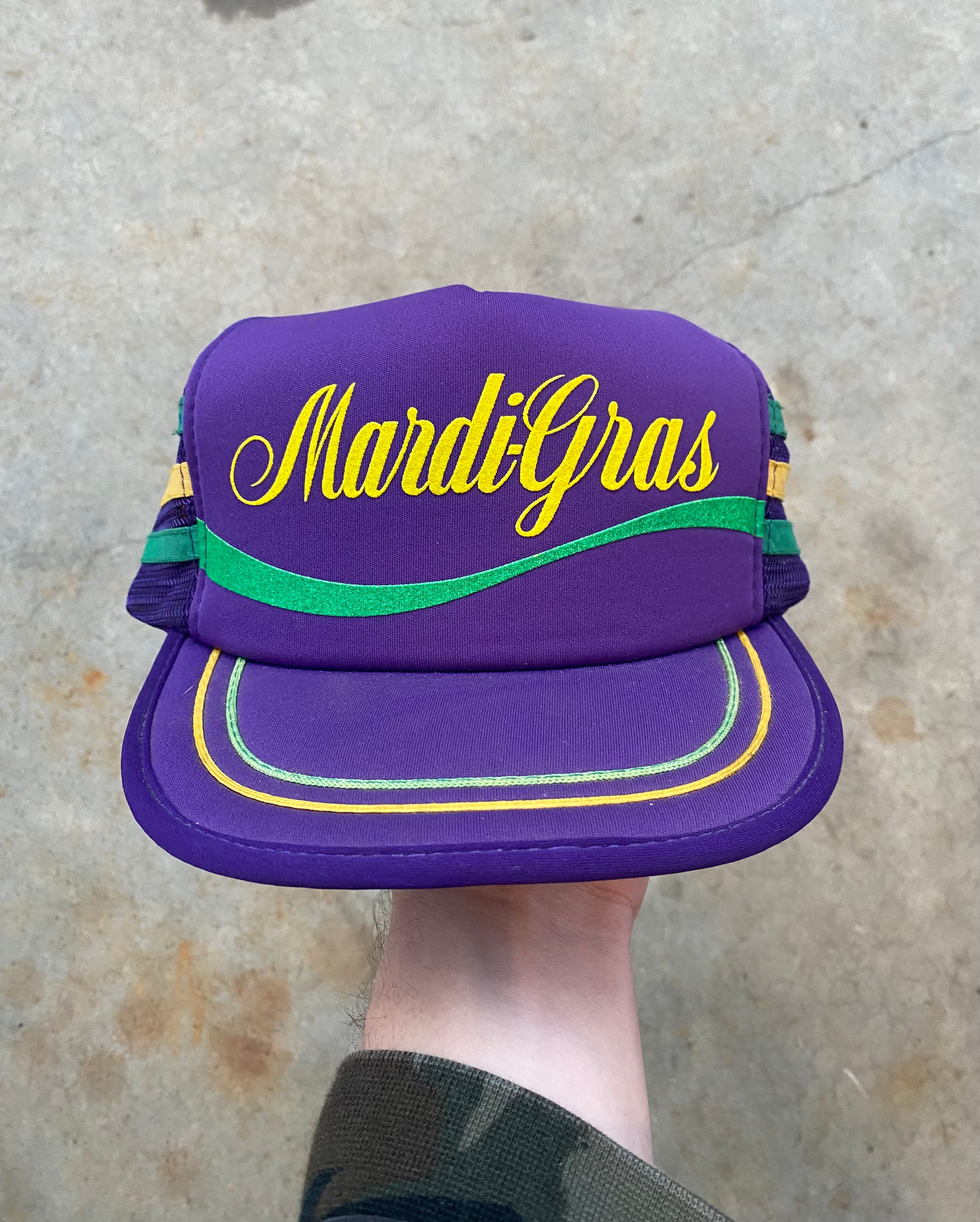 1980s Mardi Gras 3-Stripe Trucker Hat