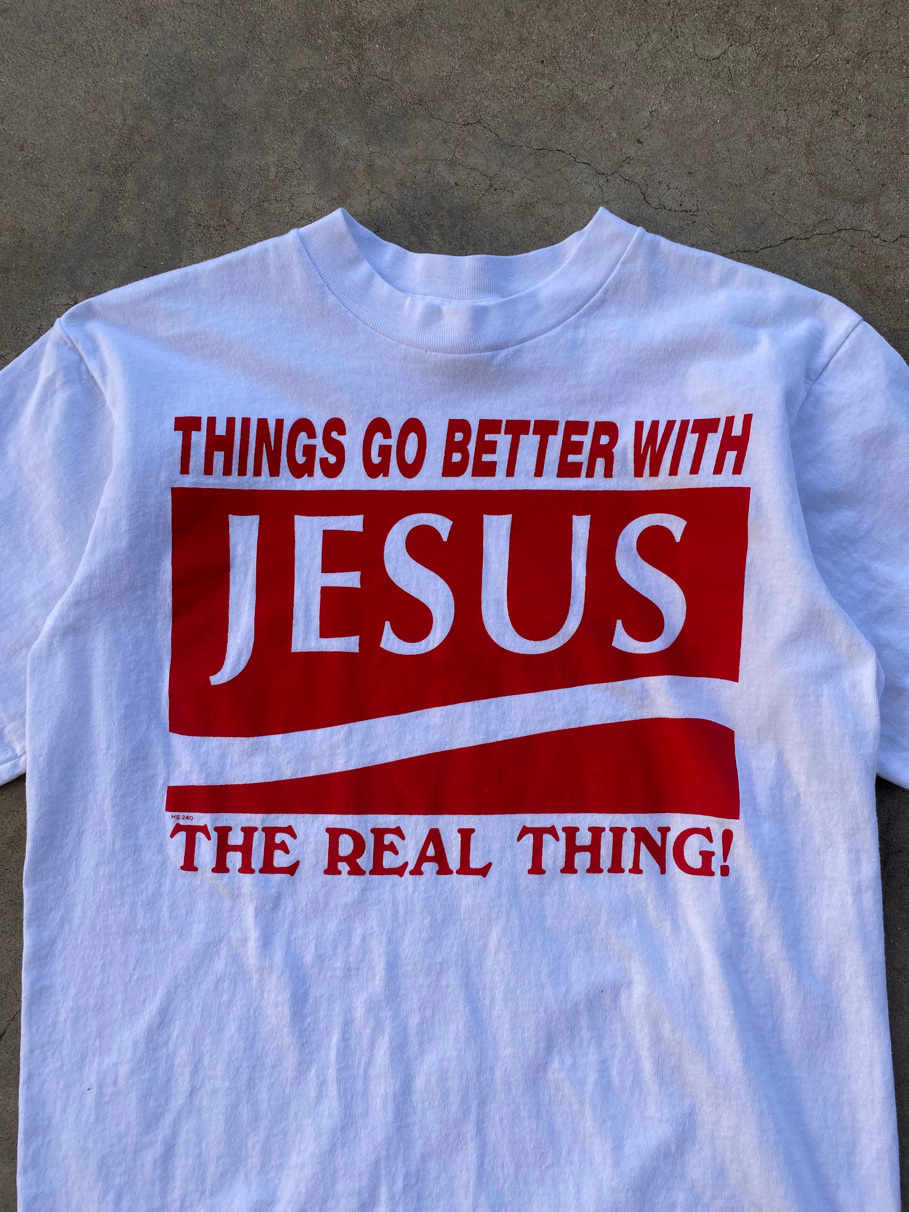 1990s Things Go Better With Jesus T-Shirt (S/M)