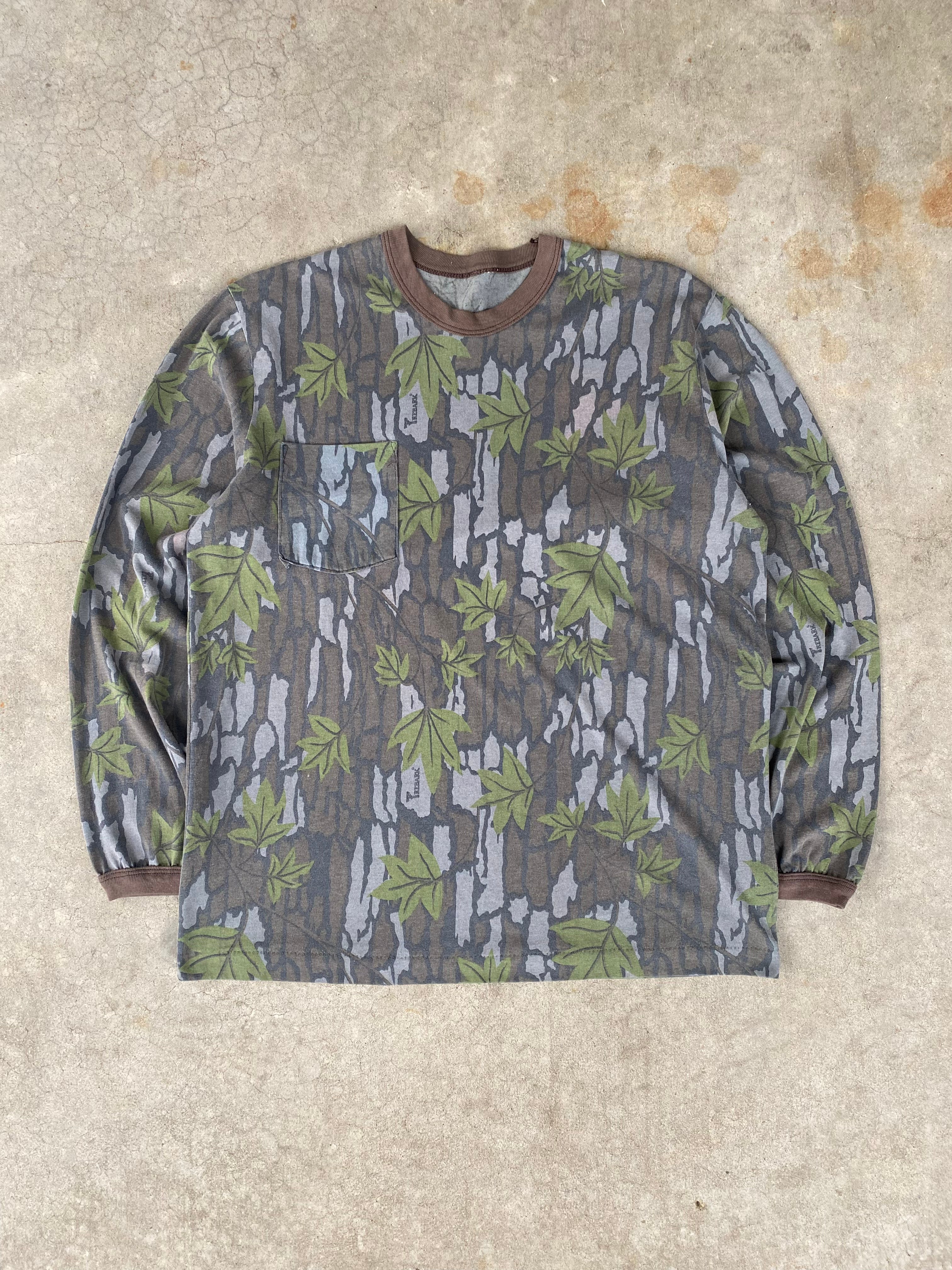 1990s Trebark Green Leaf Longsleeve T-Shirt (L/XL)