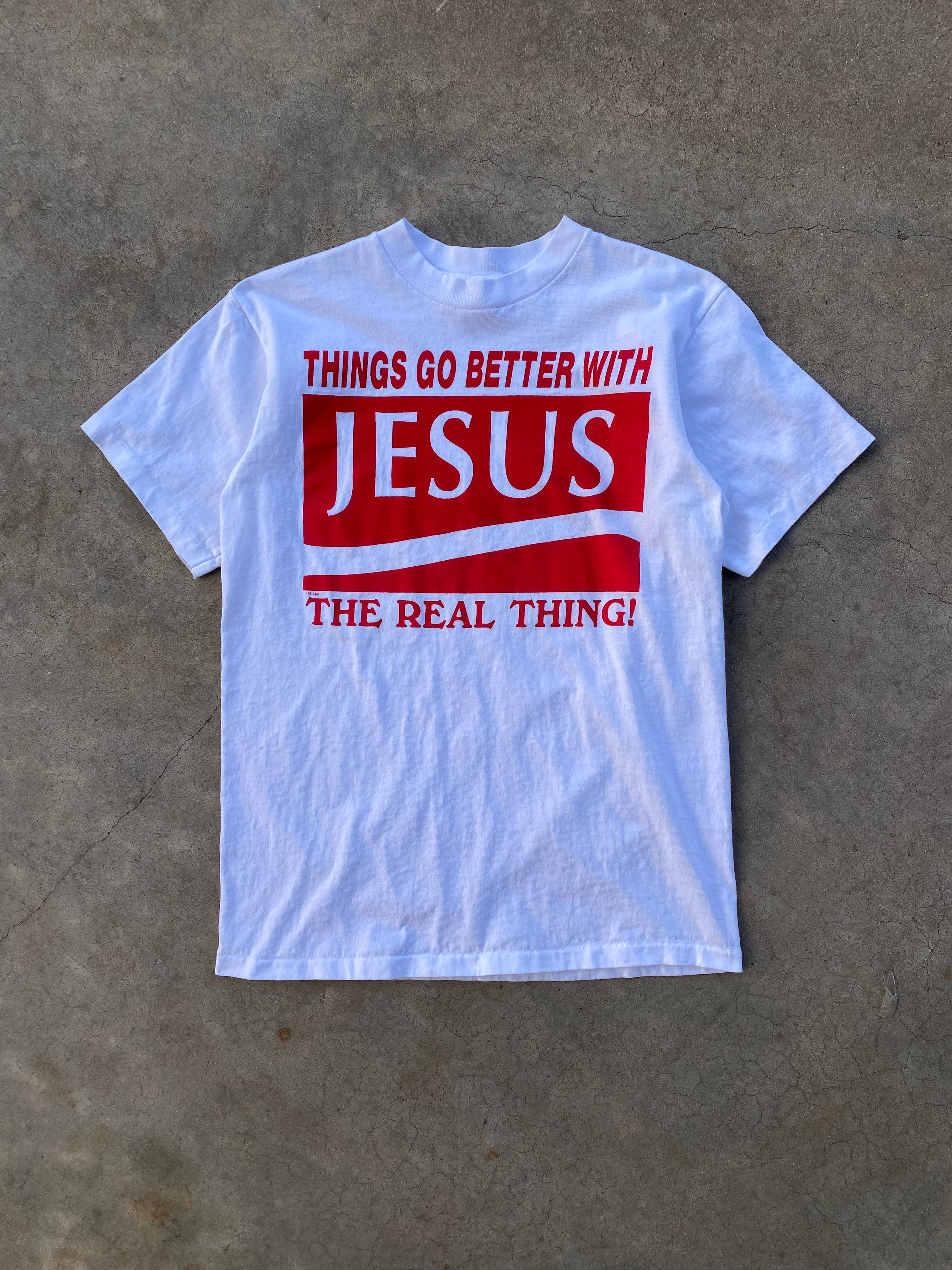 1990s Things Go Better With Jesus T-Shirt (S/M)