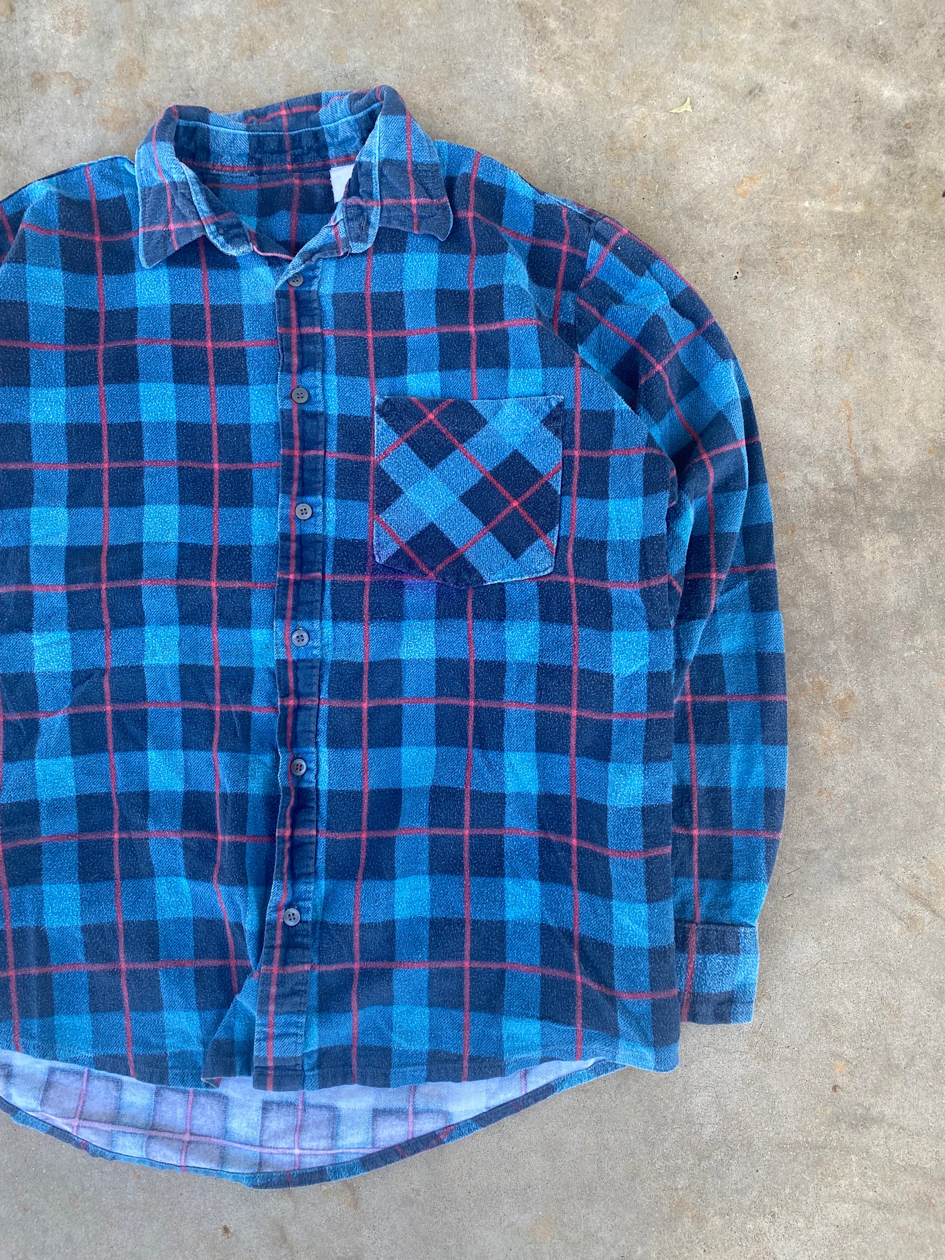 Vintage Blue Faded Flannel